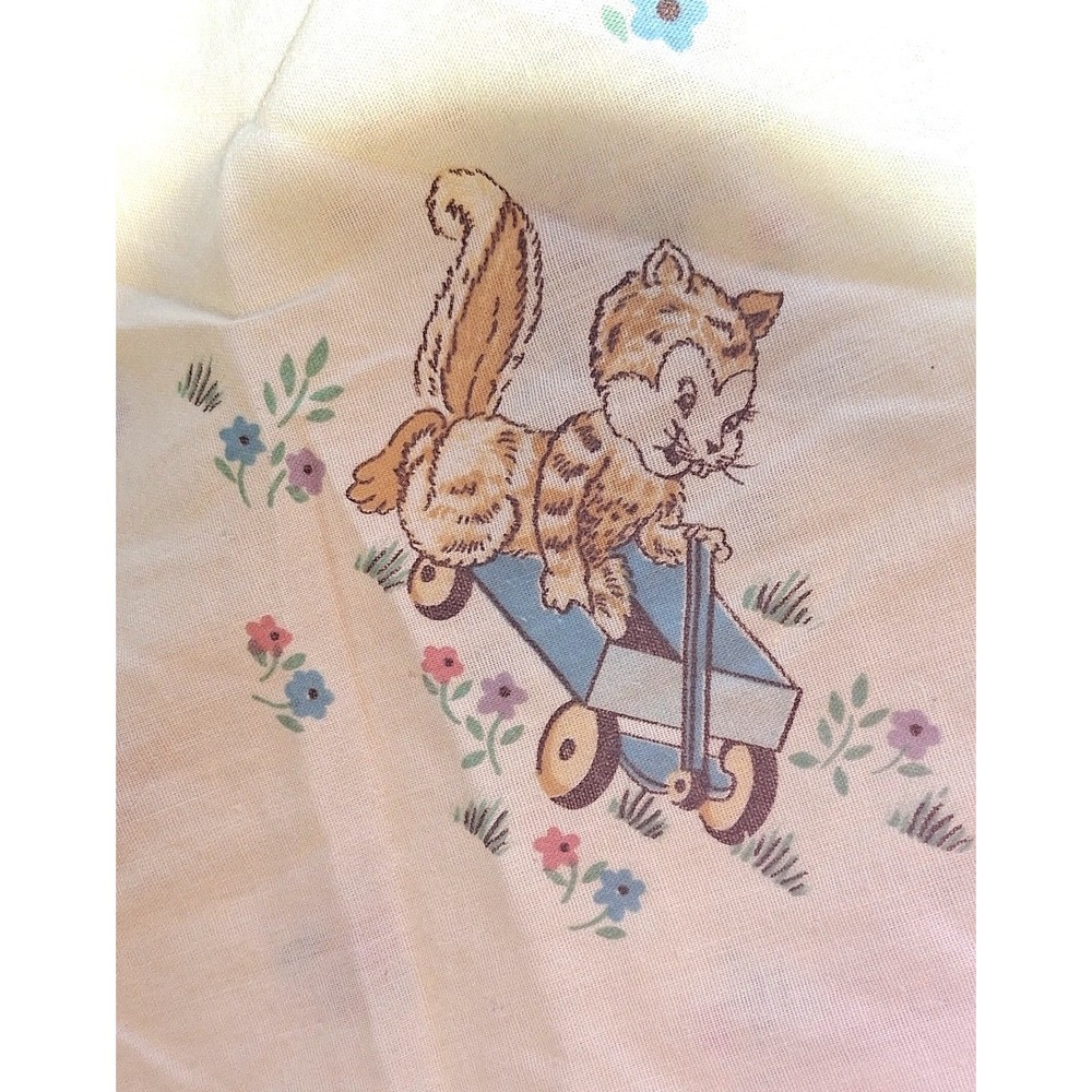 Vintage Woodland Animal Crib Sheet Yellow Squirrel Bunny Turtle Nursery Bedding
